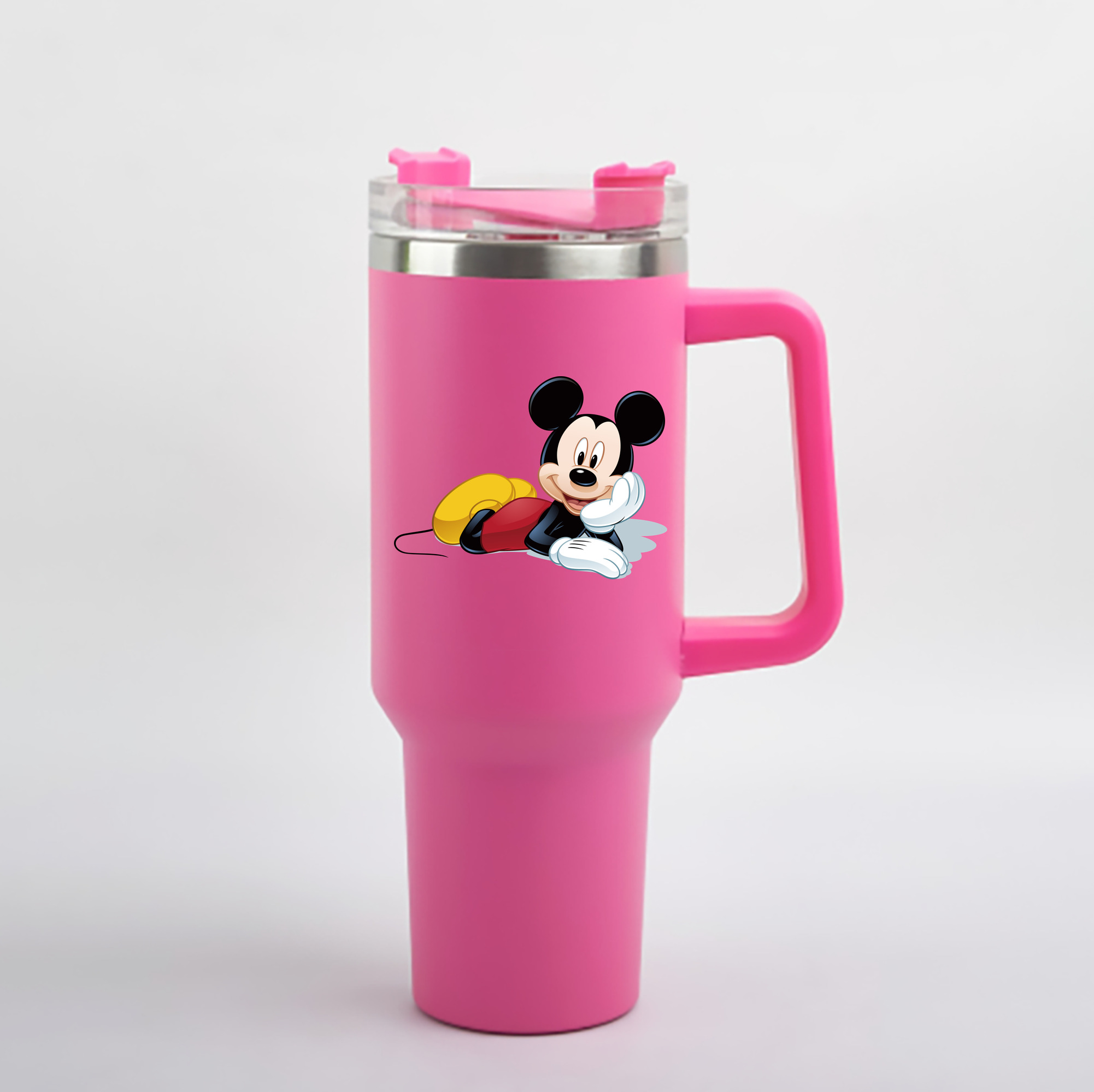 （画像用） ミッキーマウス Mickey Mouse 1200mL車用タンブラー - クリスタルステッカー（プラスチックストロー付き）